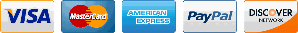 Nous acceptons Visa, Mastercard, American Express, PayPal et Discover